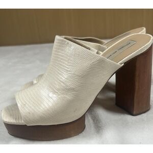 Antonio‎ Melani Mules Womens Size 10 White Leather Platform Block Heel Shoes